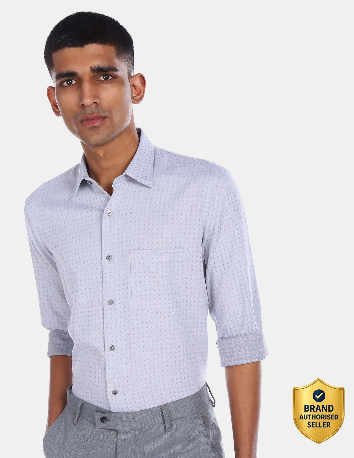 Image of ARROW Men Regular Fit Printed Spread Collar Formal Shirt