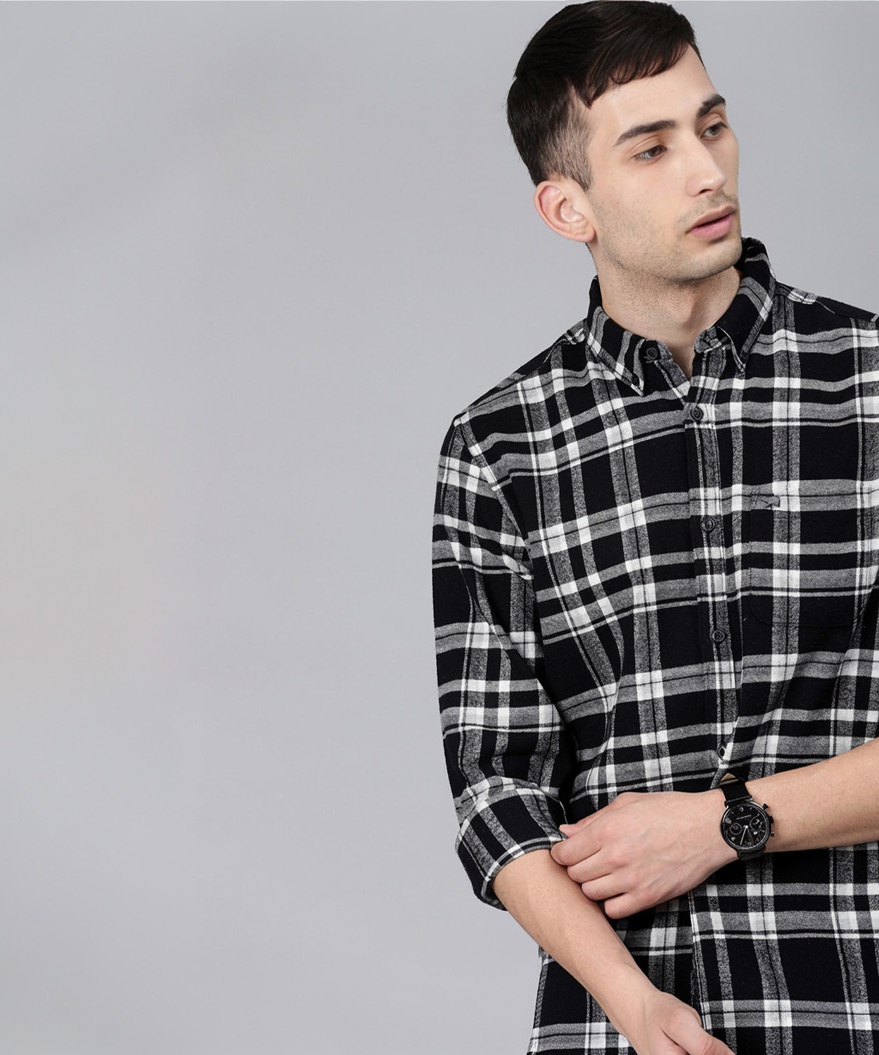 THE BEAR HOUSE Men Checkered Casual Black Shirt