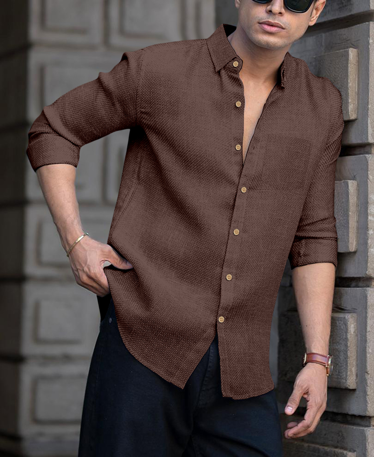 Image of NexaFlair Men Regular Fit Solid Spread Collar Formal Shirt