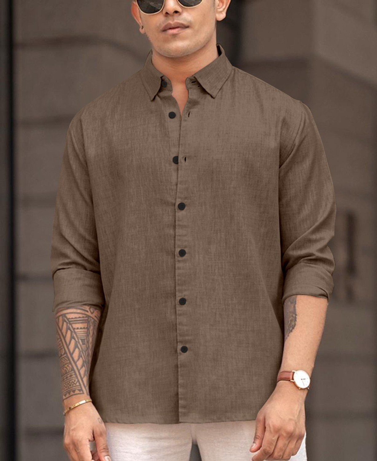 Image of NexaFlair Men Regular Fit Solid Spread Collar Formal Shirt