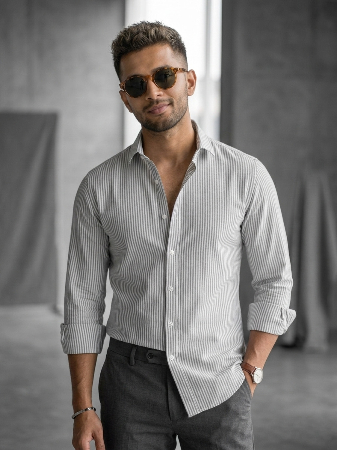 Image of METRONAUT Men Regular Fit Checkered Spread Collar Casual Shirt
