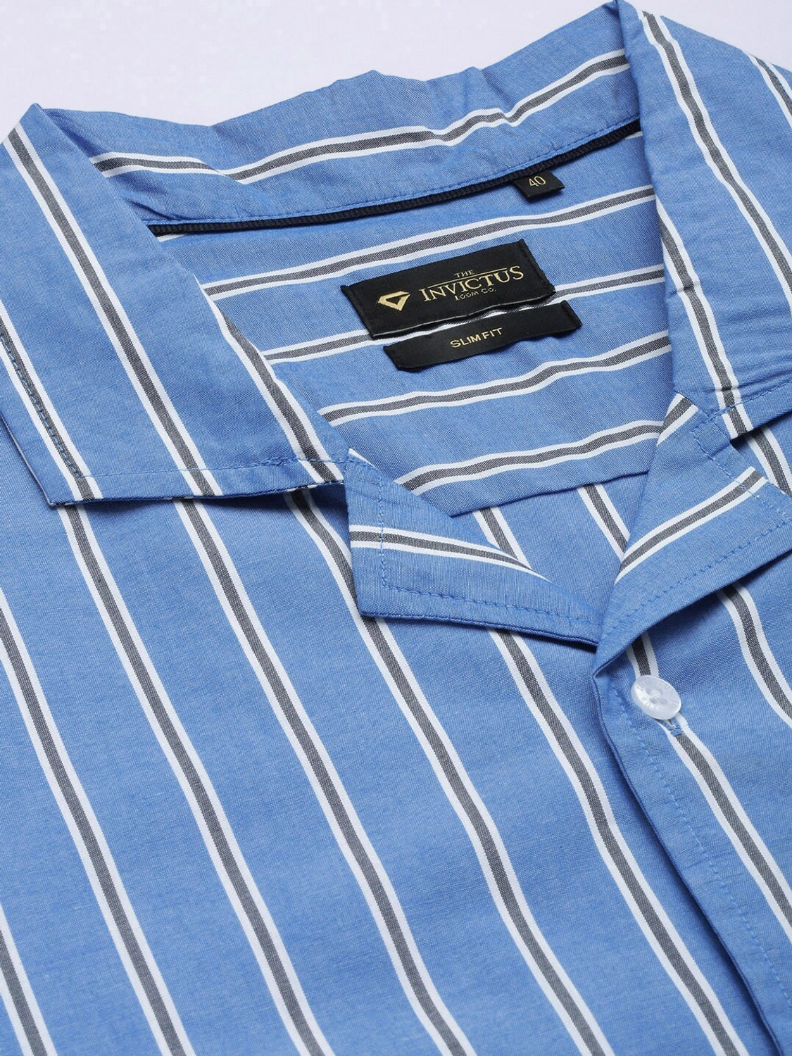 Image of INVICTUS Men Striped Casual Blue Shirt