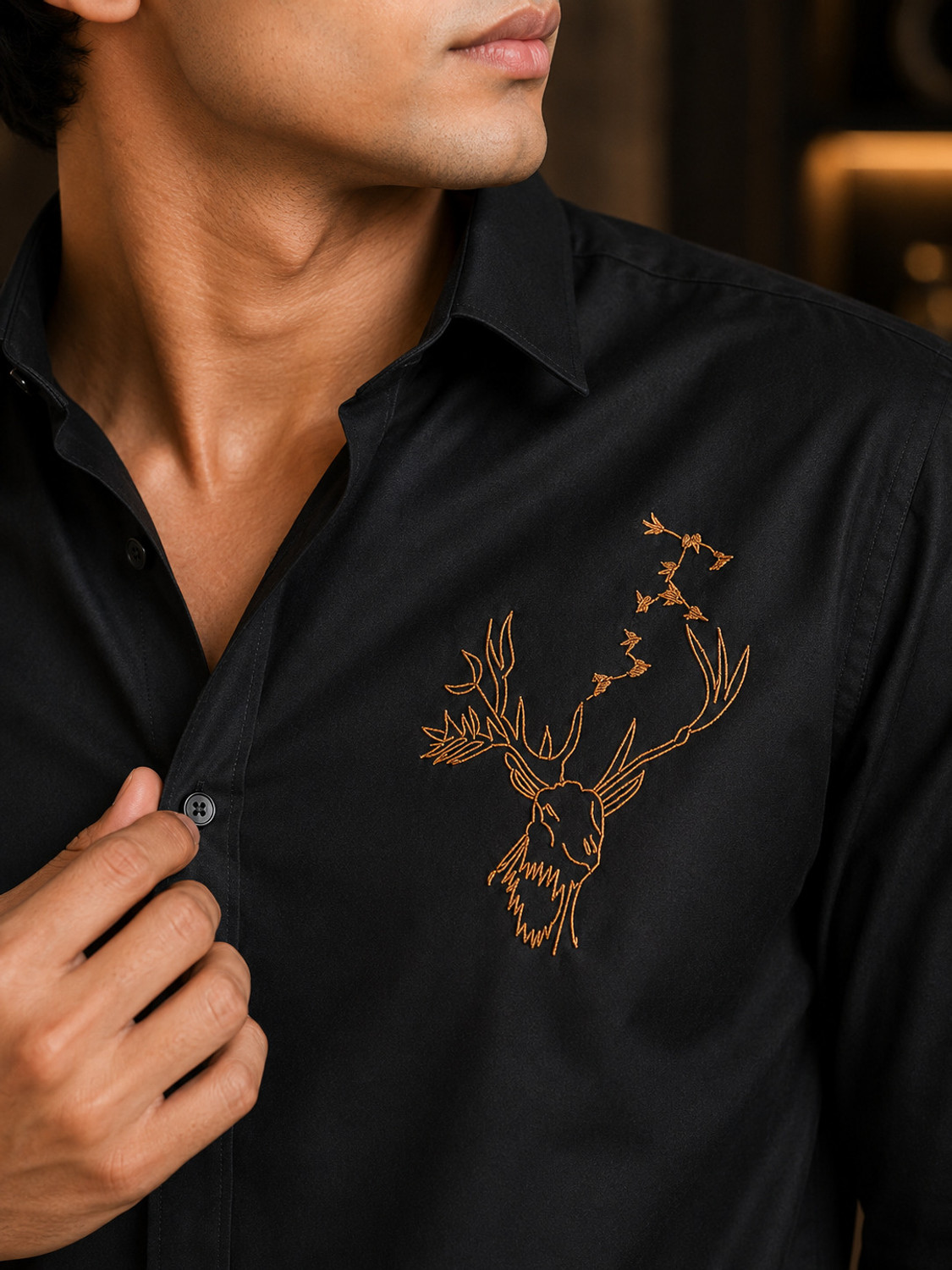 Image of KILLER Men Regular Fit Embroidered Spread Collar Casual Shirt