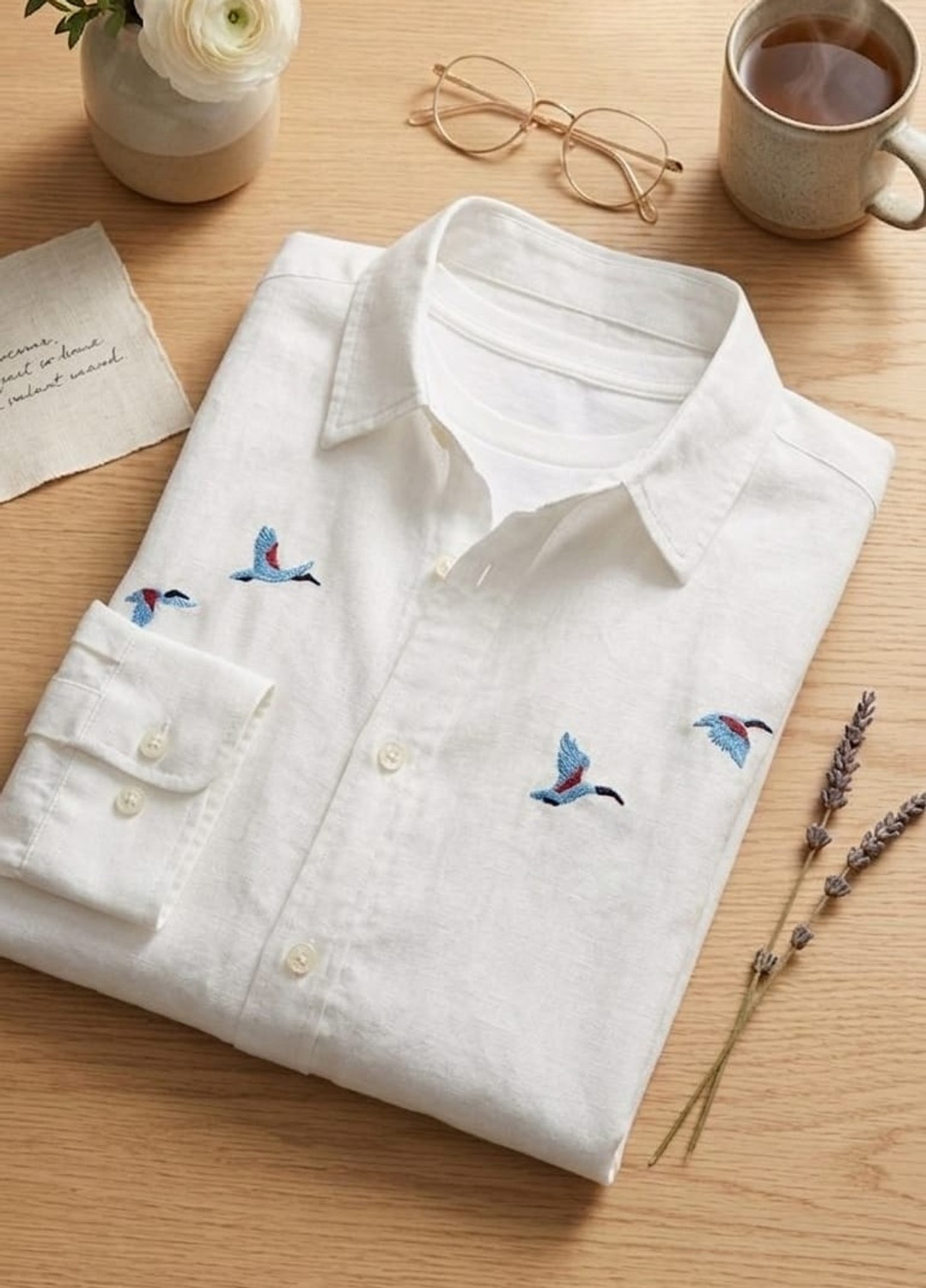 Image of TorontoCN Men Regular Fit Embroidered Spread Collar Casual Shirt