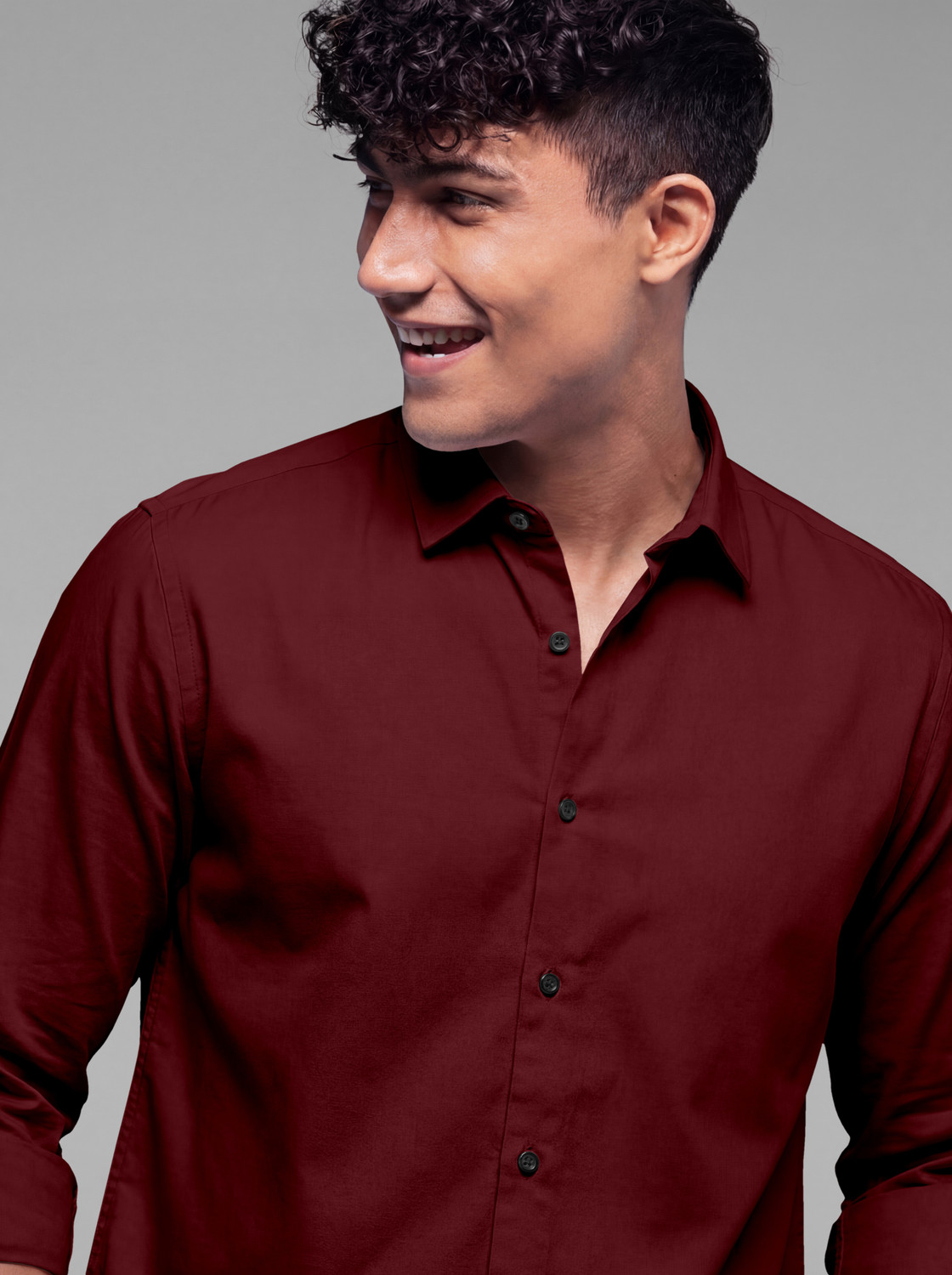Image of SANBROS Men Regular Fit Solid Spread Collar Casual Shirt
