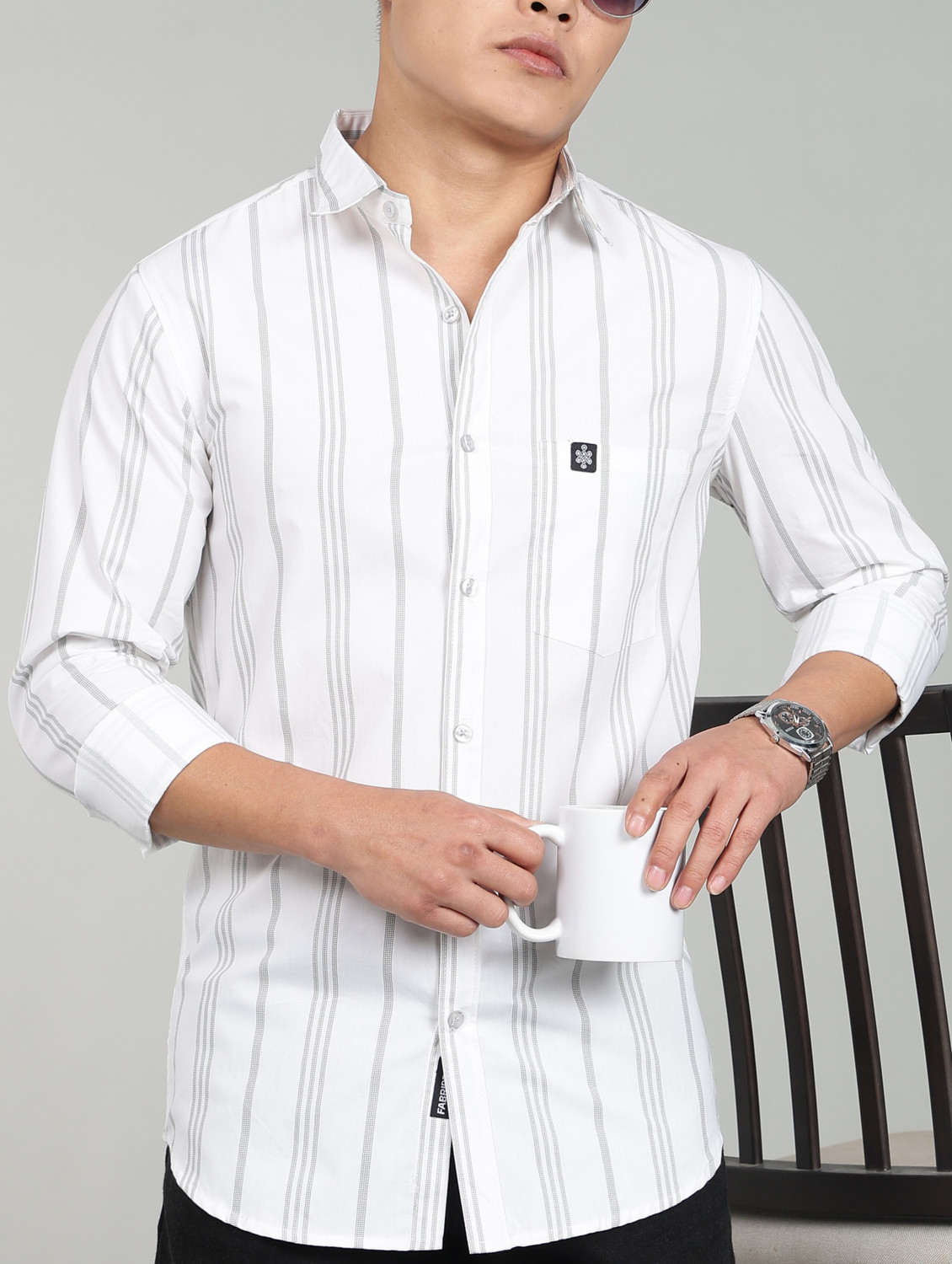 Image of Bushirt Men Regular Fit Checkered Spread Collar Casual Shirt