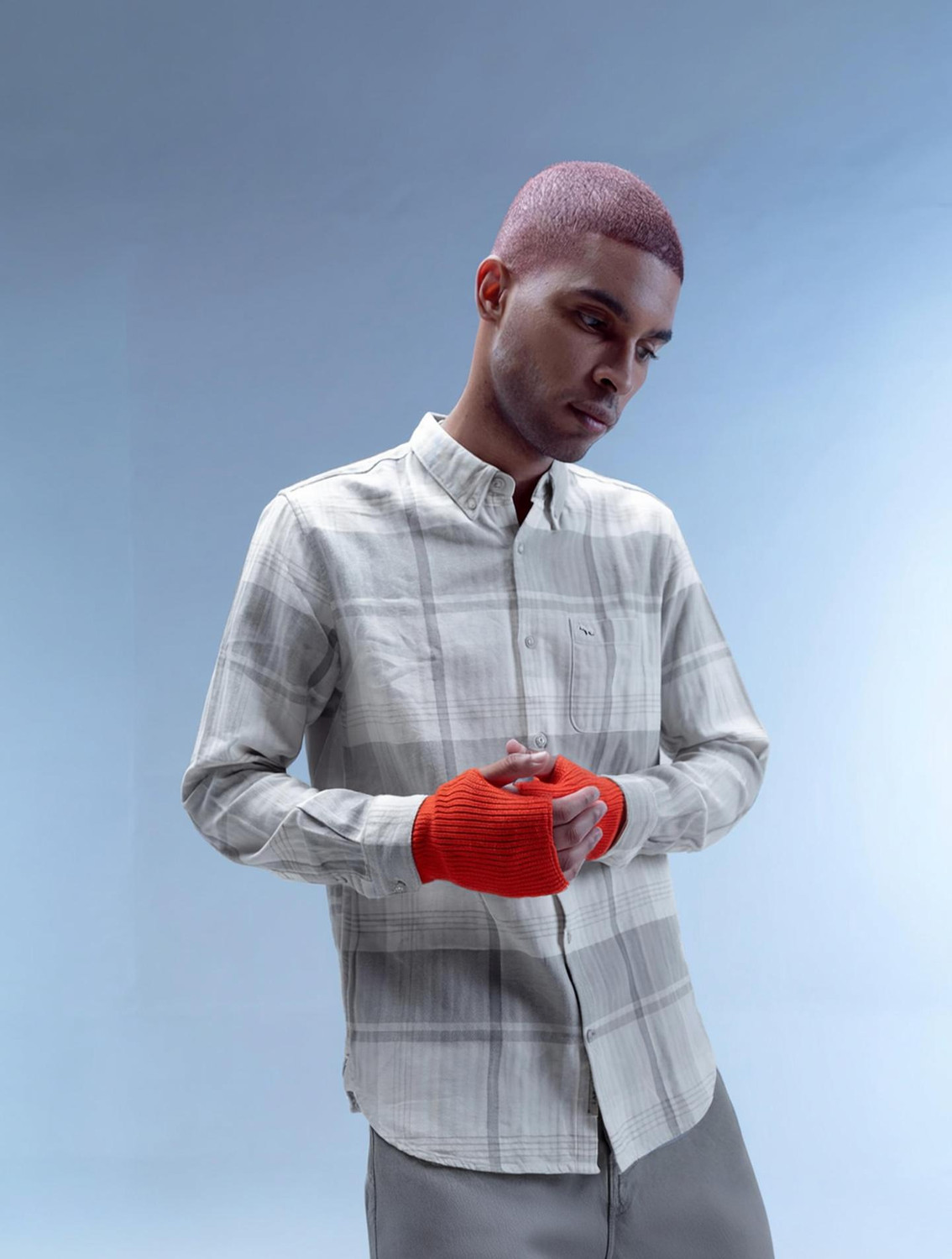 THE BEAR HOUSE Men Checkered Casual Grey Shirt