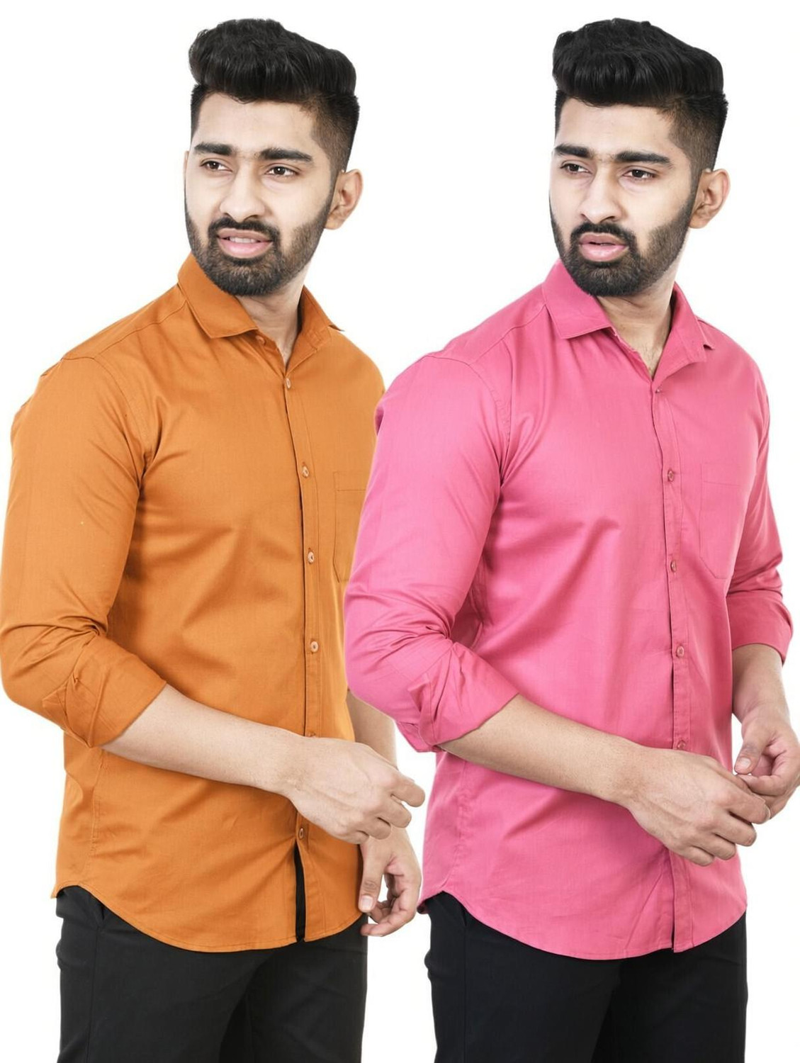 Image of FIBERMILL Men Slim Fit Solid Spread Collar Formal Shirt