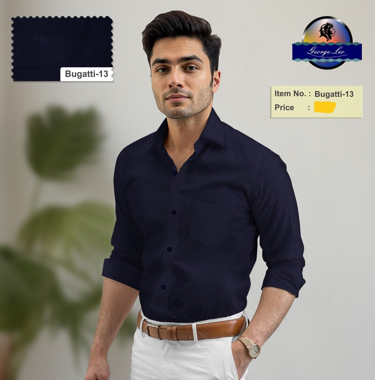 Image of George Leo Men Slim Fit Solid Casual Shirt