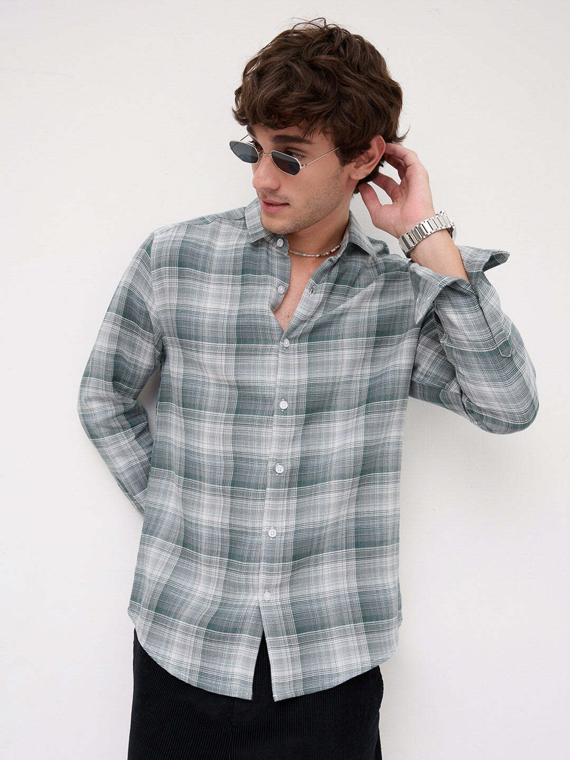 Image of VASTRADO Men Regular Fit Checkered Casual Shirt