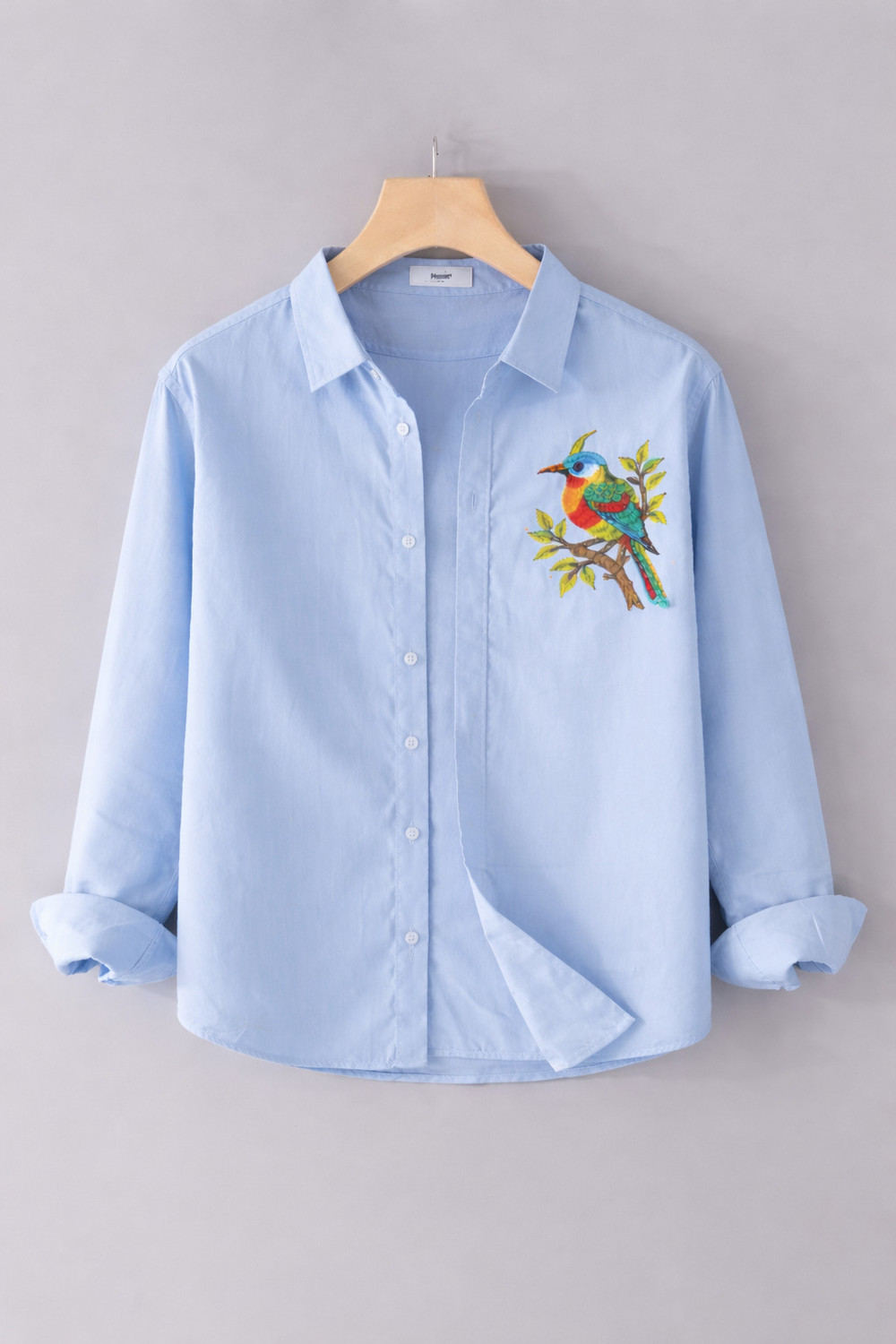 Image of TorontoCN Men Regular Fit Embroidered Spread Collar Casual Shirt