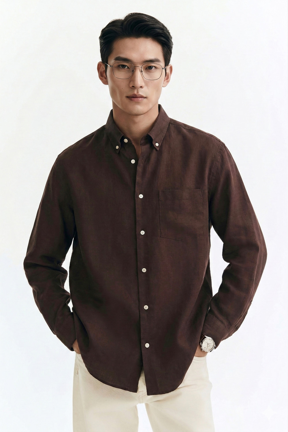 Image of MISCHIEF Monkey Men Tailored Fit Striped Button Down Collar Casual Shirt