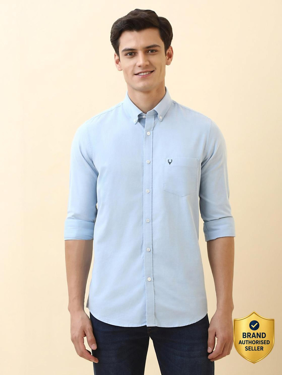 Allen Solly Men Solid Casual Light Blue Shirt