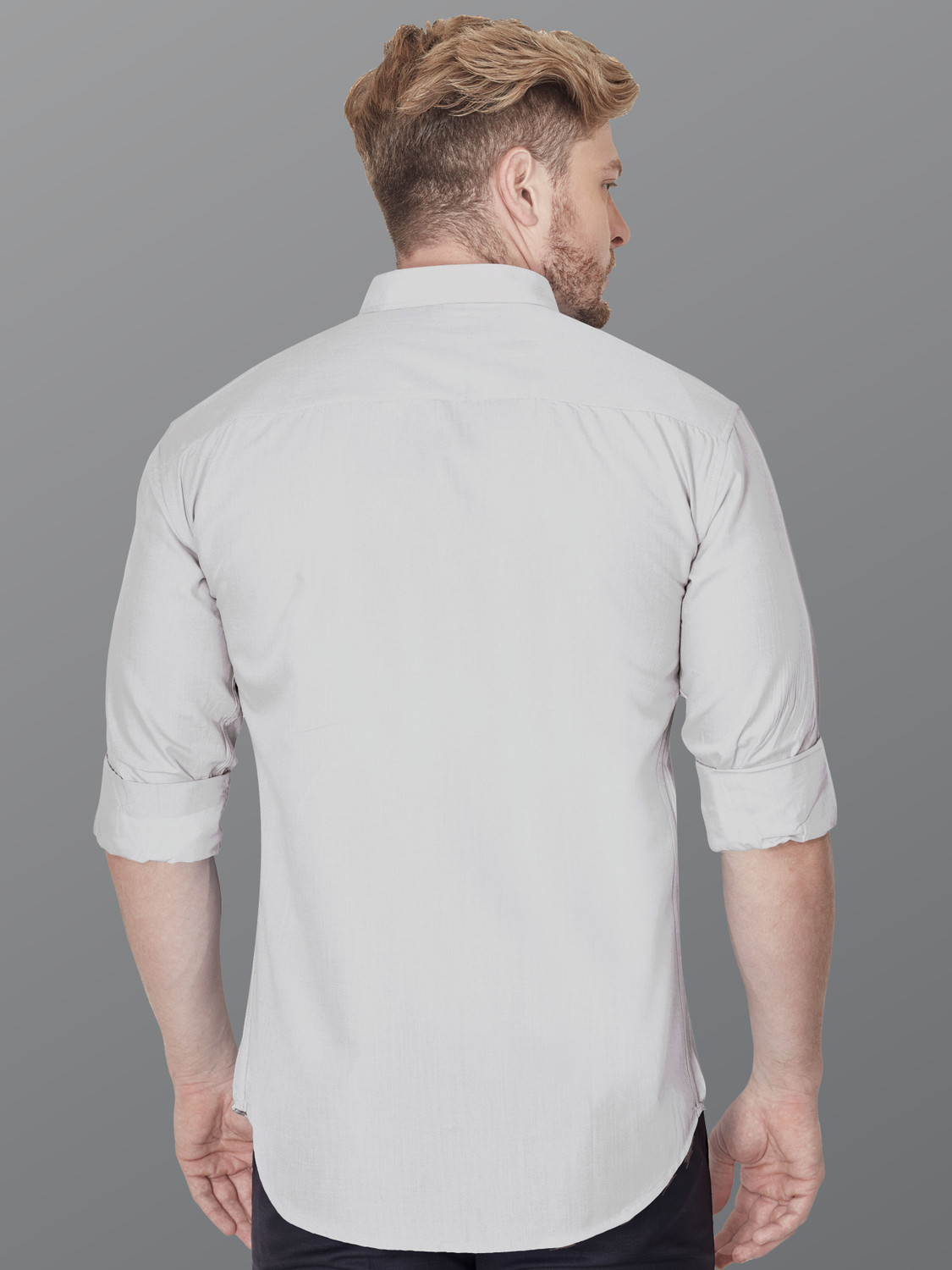 Image of VeBNoR Men Solid Formal Grey Shirt