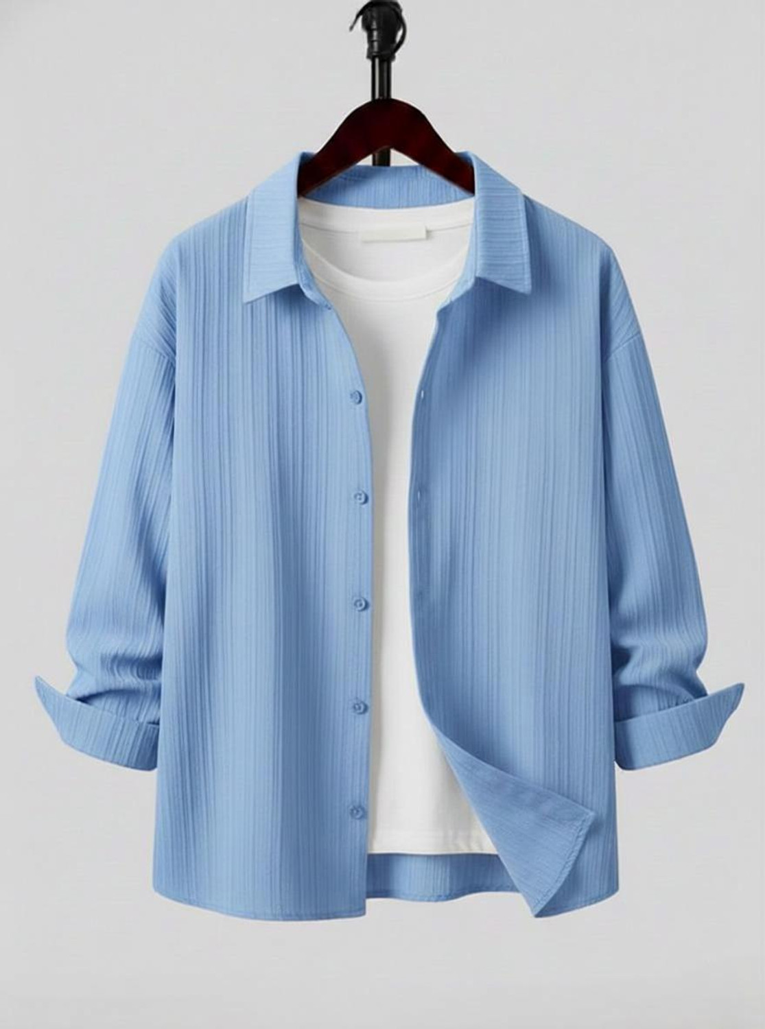 Image of Voroxy Men Regular Fit Striped Spread Collar Casual Shirt