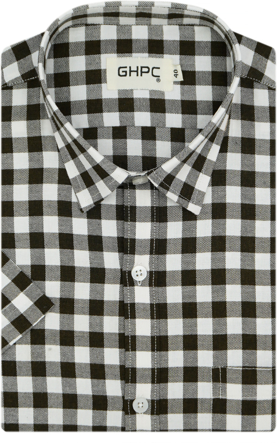 Image of GHPC Men Checkered Casual Green Shirt