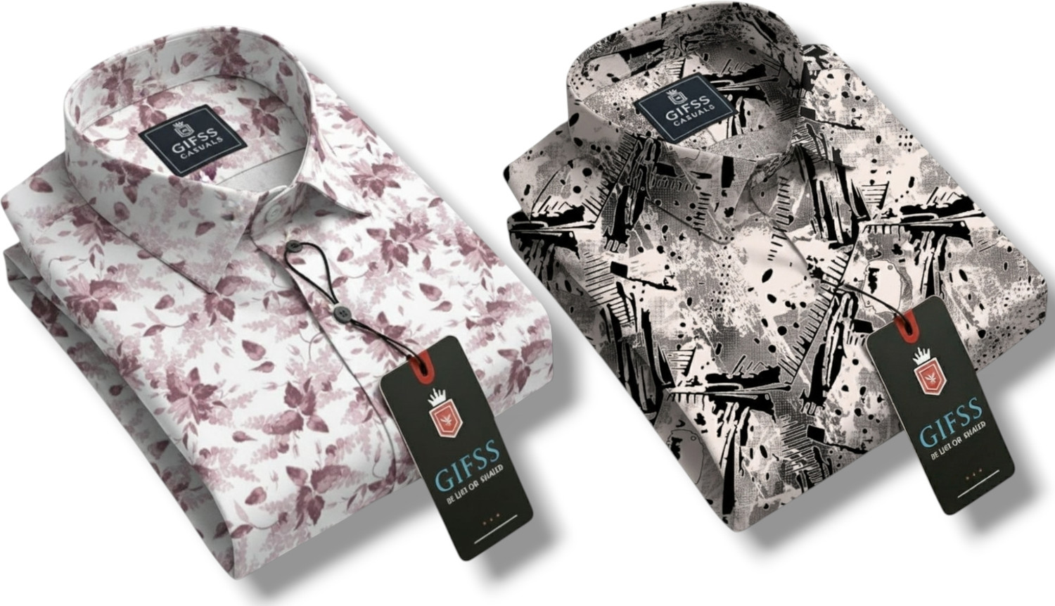 Image of french crown Men Regular Fit Printed Mandarin Collar Casual Shirt