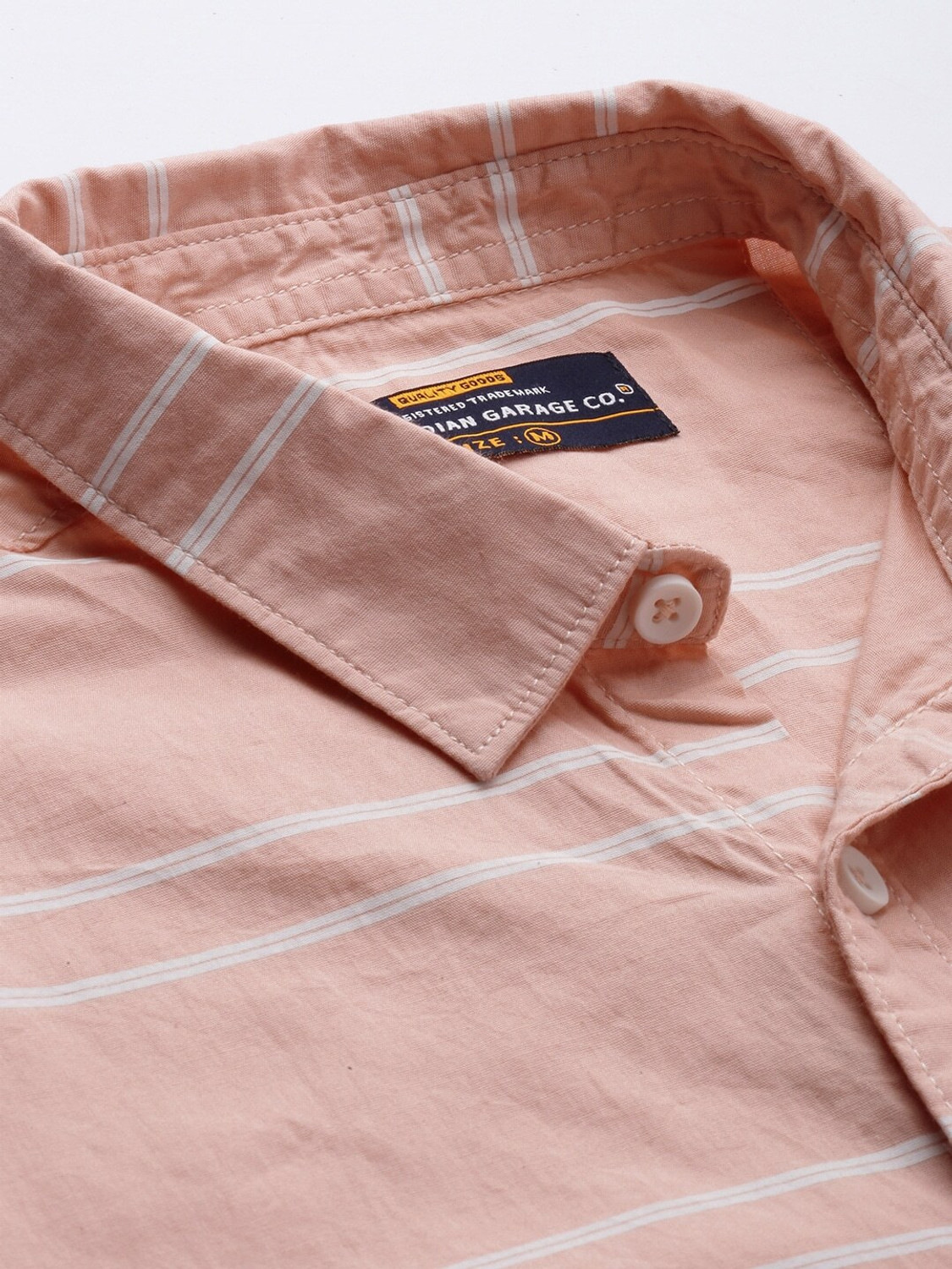 Image of The Indian Garage Co. Men Striped Casual Pink Shirt
