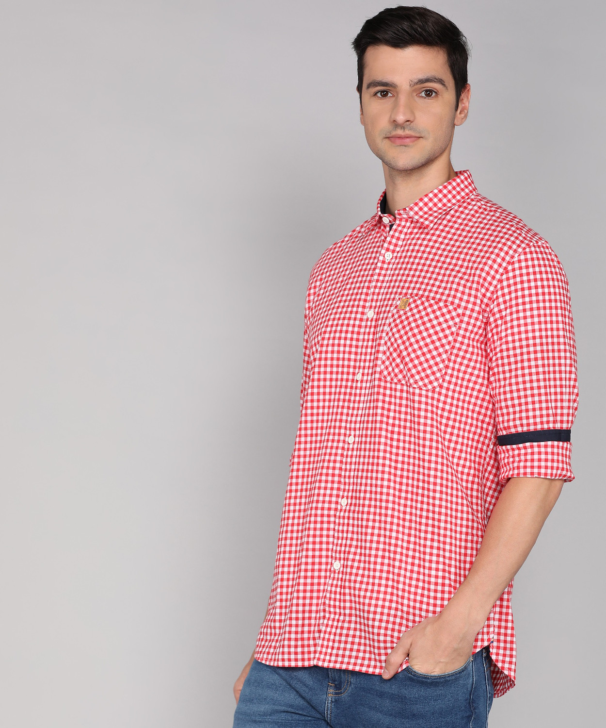 Image of Van Heusen Academy Men Checkered Casual Red Shirt