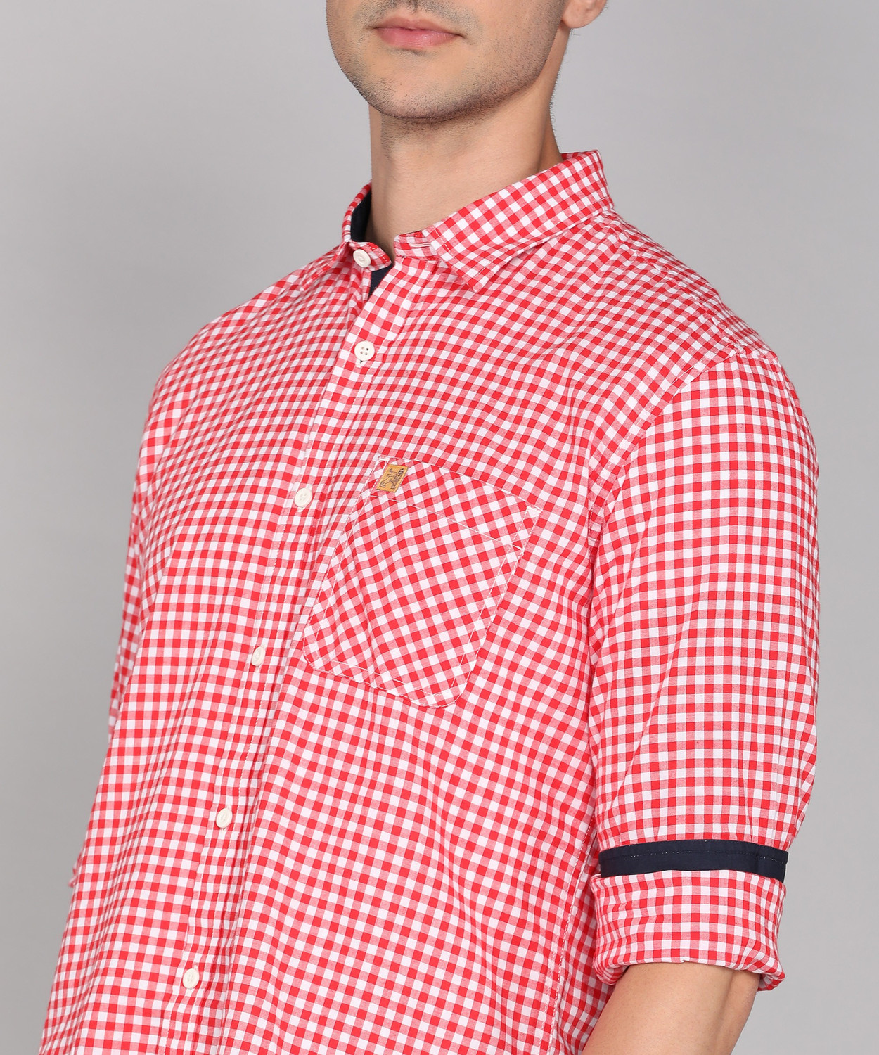 Image of Van Heusen Academy Men Checkered Casual Red Shirt