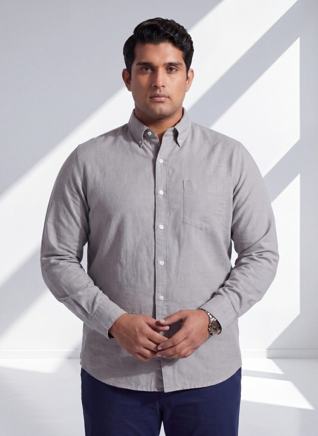 Image of UNSTD Men Regular Fit Cotton Checked Shirt | Full Sleeves Men Relaxed Fit Fit Striped Spread Collar Casual Shirt