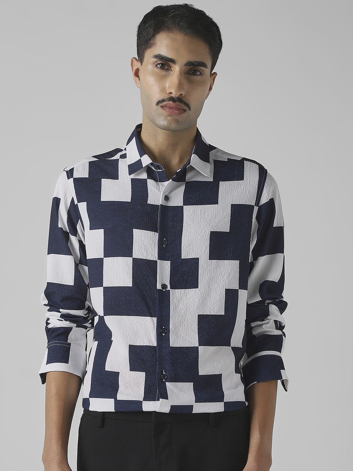 Image of MUFTI Men Slim Fit Striped Spread Collar Casual Shirt