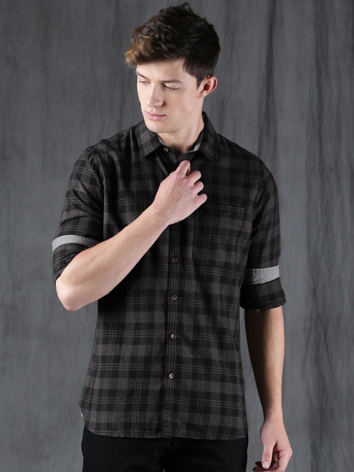 WROGN Men Solid Casual Black Shirt Price History