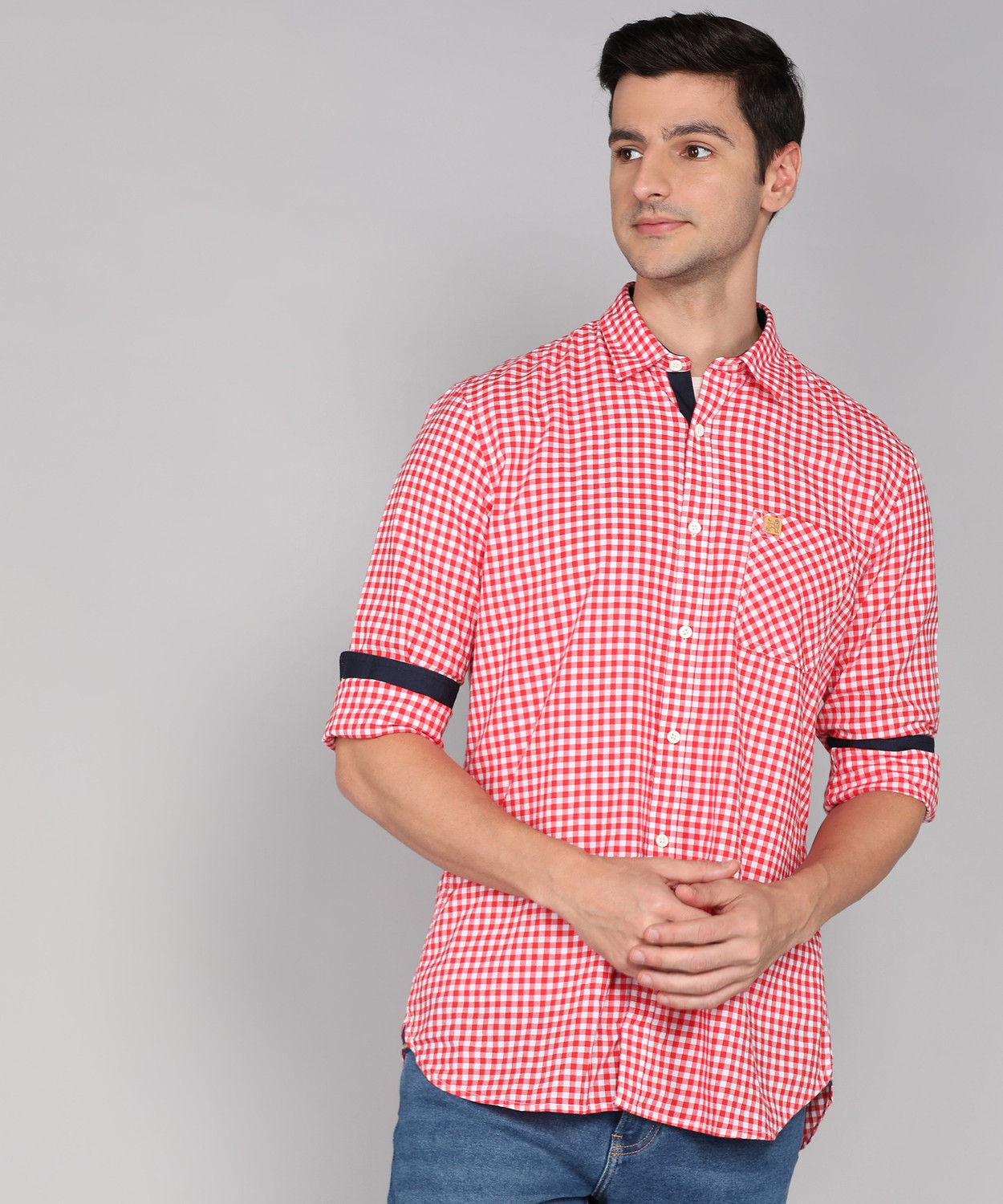 Image of Van Heusen Academy Men Checkered Casual Red Shirt