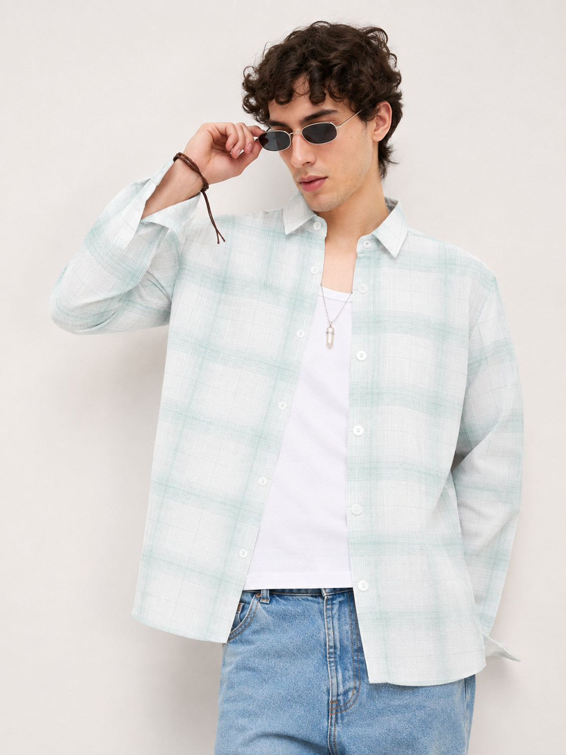 Image of S-LINE Men Slim Fit Solid Mandarin Collar Casual Shirt