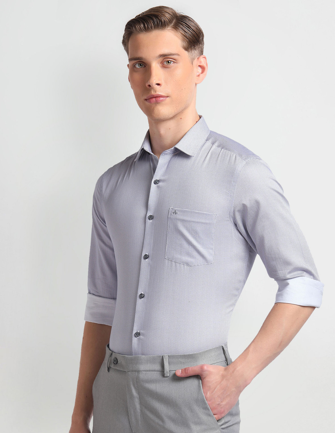 Image of ARROW Men Regular Fit Printed Spread Collar Formal Shirt
