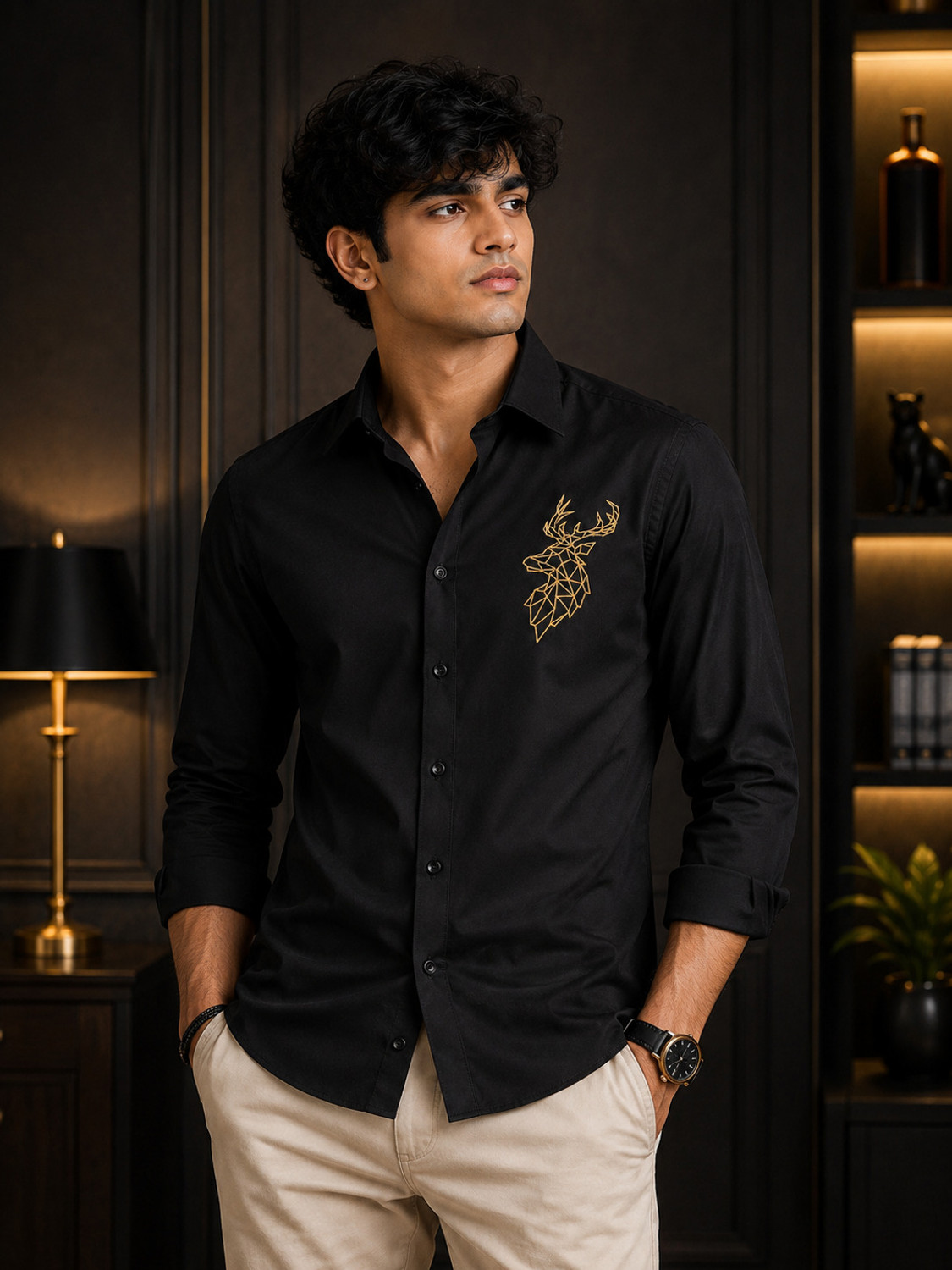 Image of KILLER Men Regular Fit Embroidered Spread Collar Casual Shirt