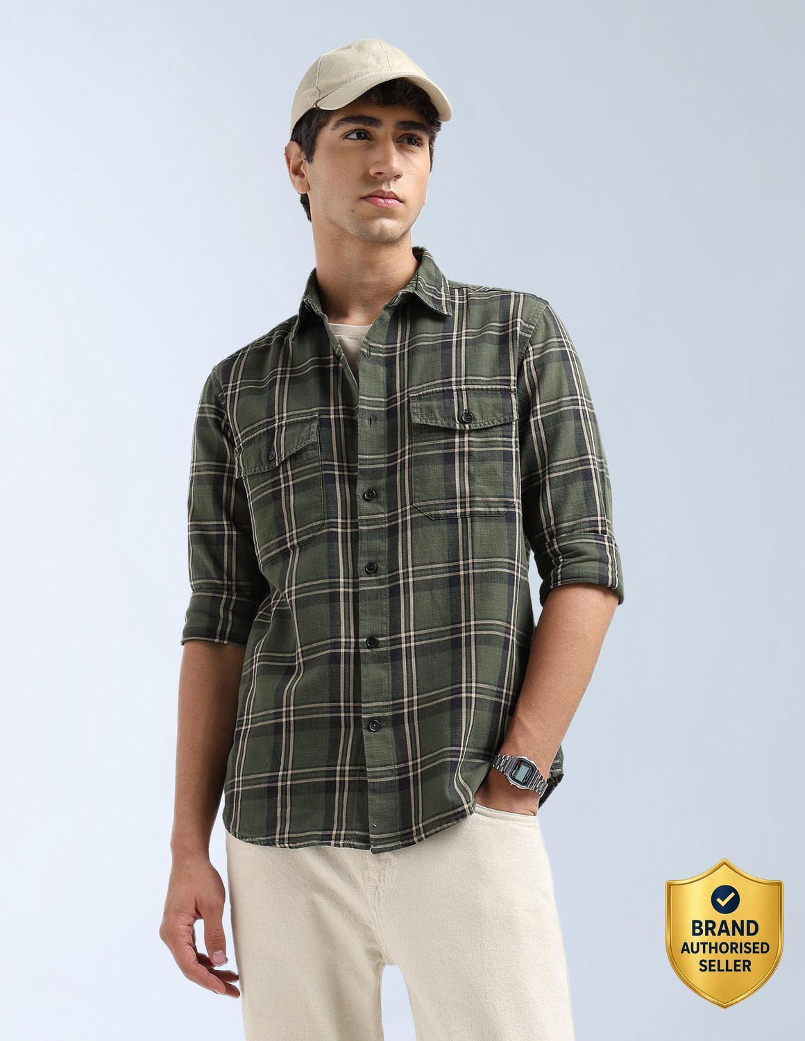 Image of FLYING MACHINE Men Slim Fit Striped Spread Collar Casual Shirt