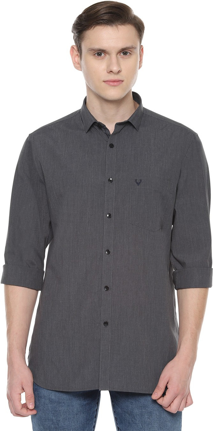 Image of Allen Solly Men Solid Casual Grey Shirt