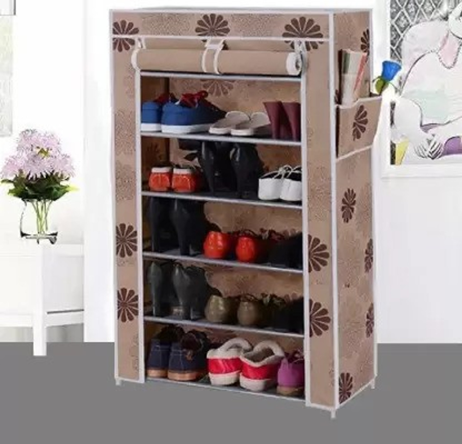 Image of Suptikes Multi layer Suitable for Everyday Organization Plastic Shoe Stand (White, 5 Shelves, DIY(Do-It-Yourself))