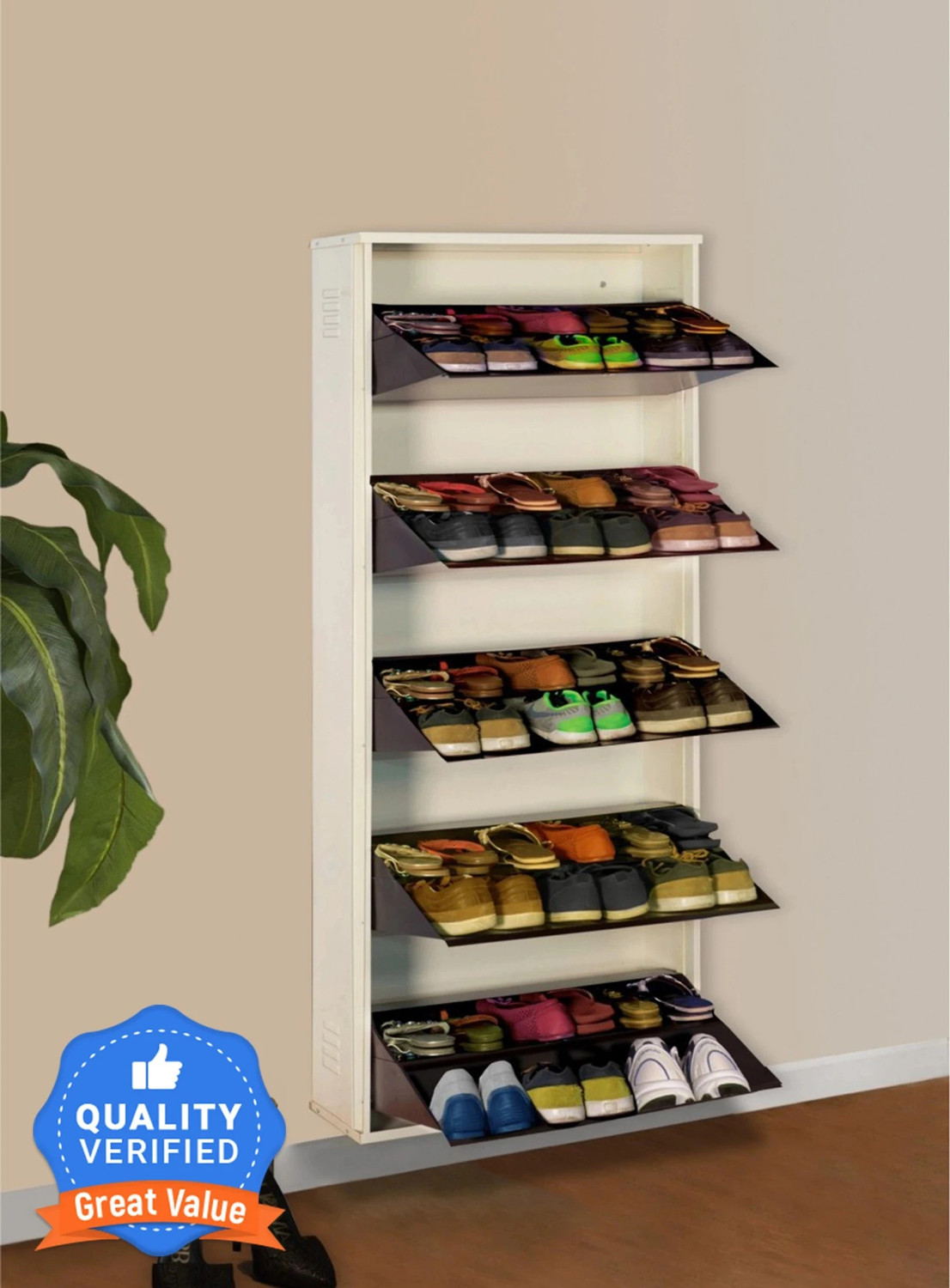 Image of ULTRAALMIRAH ULTRA SHOE RACK B3 Metal Shoe Rack (BEIGE, 4 Shelves, Pre-assembled)