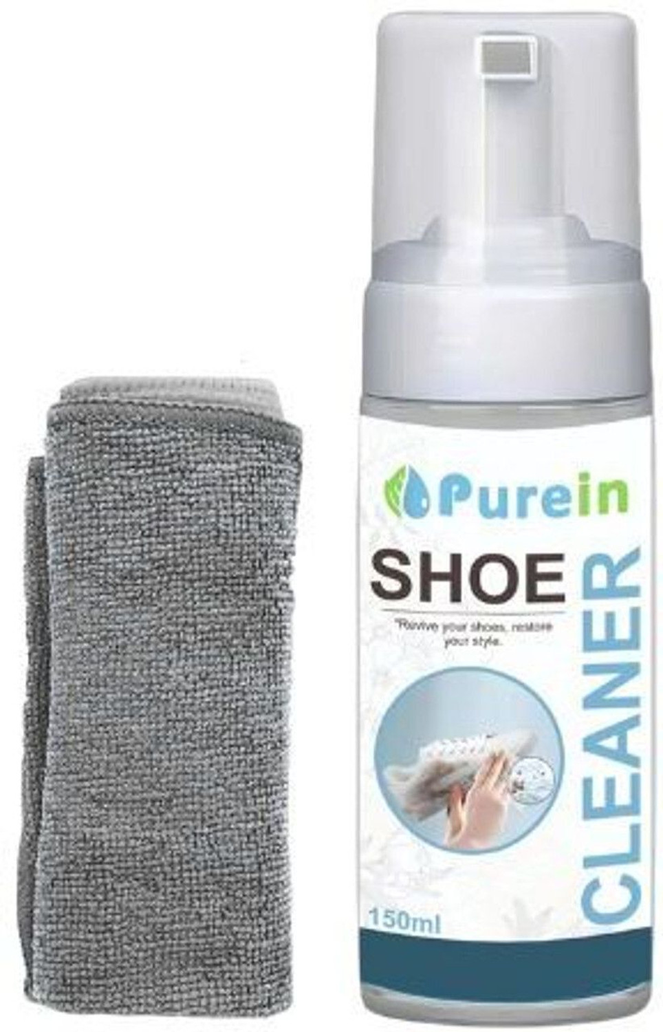 Image of Quikshines All-Purpose Shoe Cleaning Kit with Brush & Microfiber Cloth Cleaner (Leather, Generic, Leather, Sports Shoes, Synthetic Leather, White)