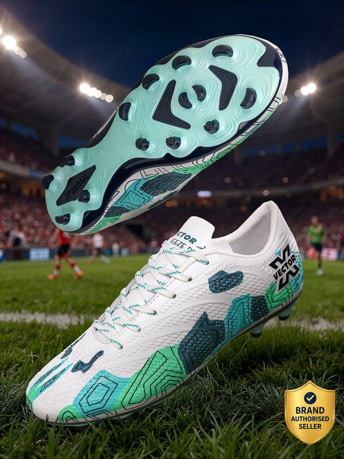 Image of VECTOR X Dynamite 2.0 Men's Football Shoes | Lightweight PVC Synthetic, Studded Outsole Football Shoes For Men (White , 4)