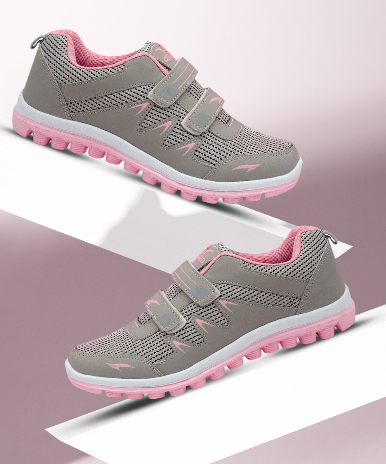 Fashion-02 Women's Slip-On Sports Shoes – Grey & Pink, ₹648