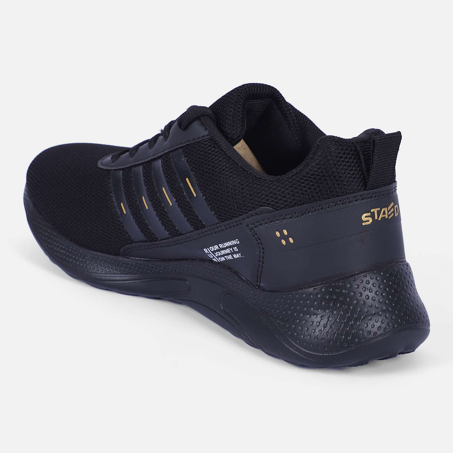Image of STAED Men's Lightweight Running Shoes Breathable Mesh Lace-Up Sneakers EVA Sole Outdoors For Men (Black , 7)