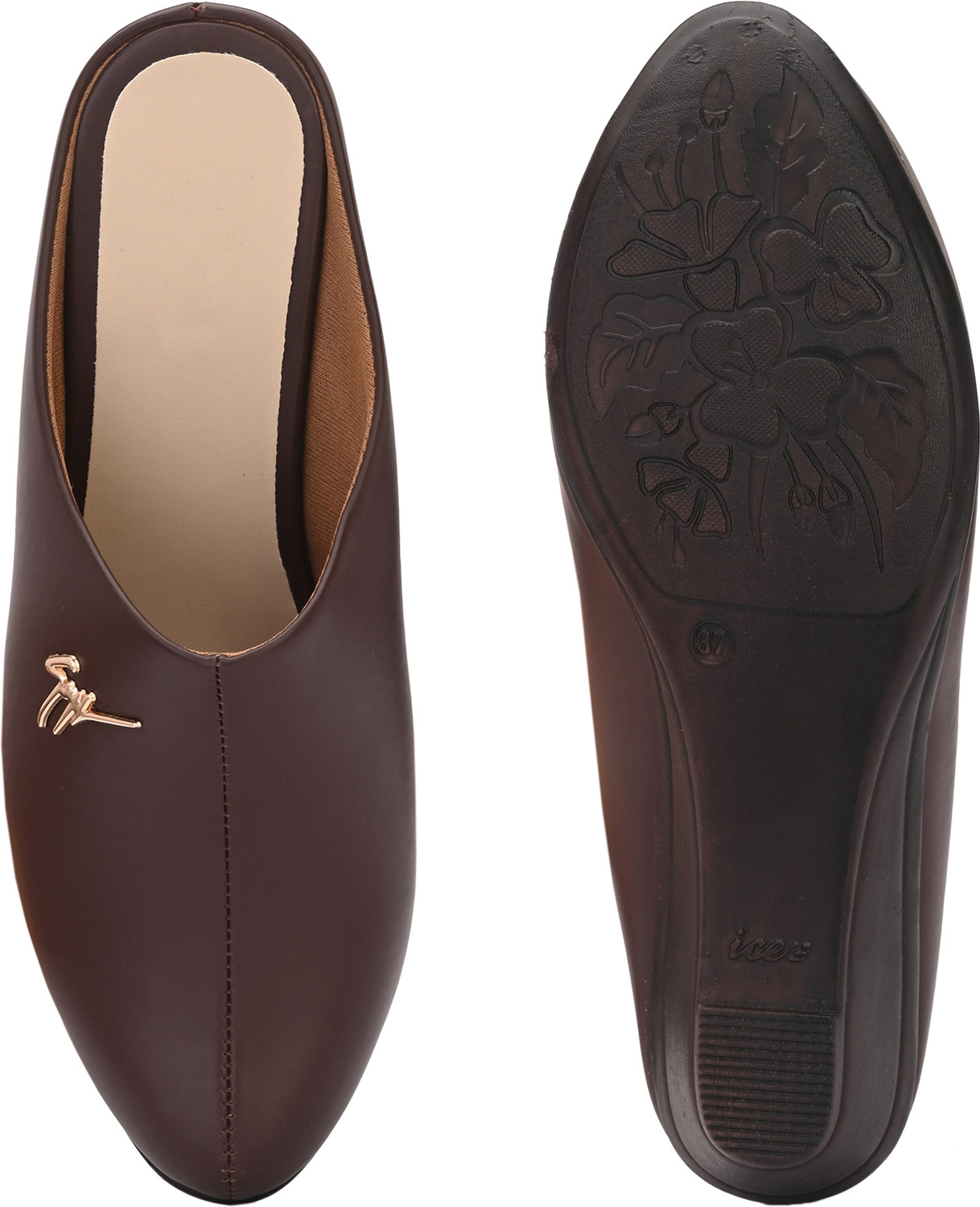 Image of FOOTLOOSE Women Flats Comfortable Slip On Backless Pointed Toe Mules Shoes Casuals For Women (Brown , 10)