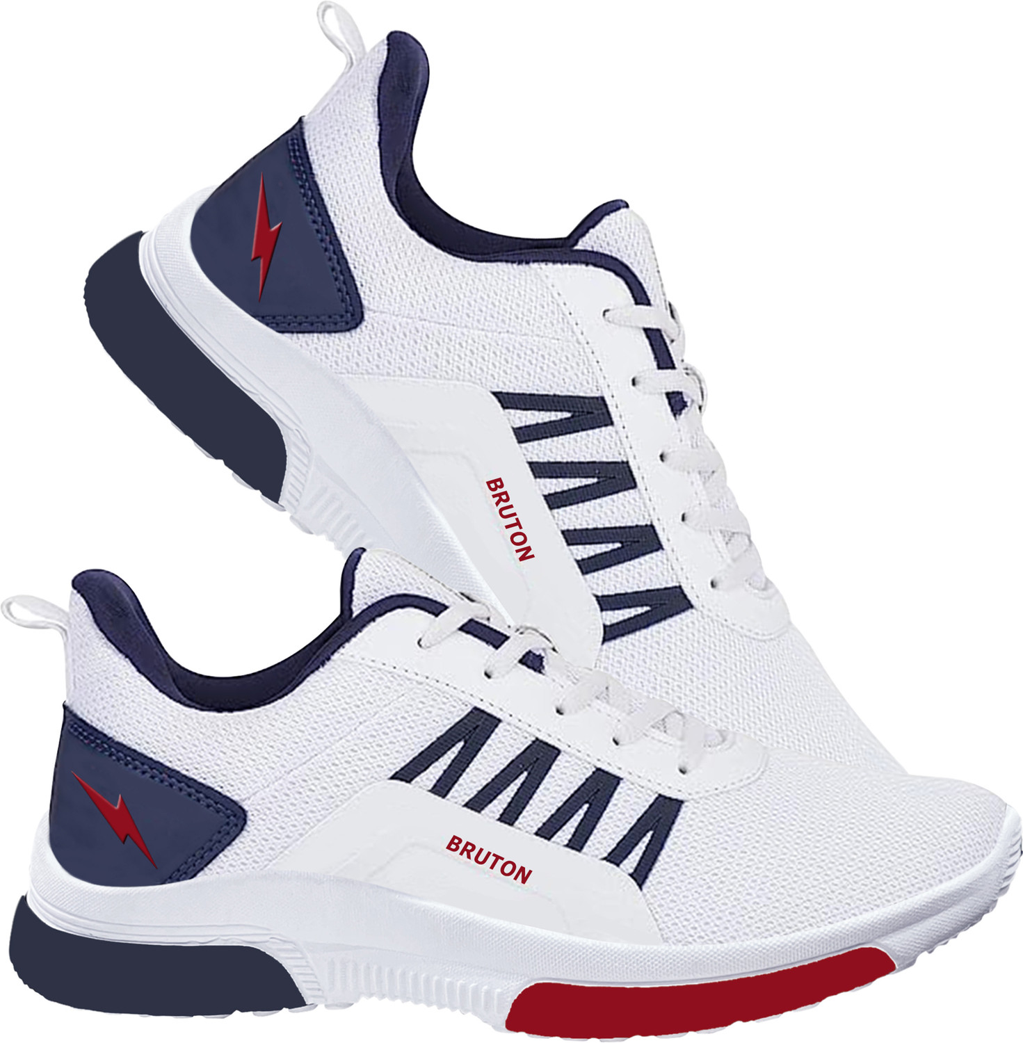 Image of BRUTON Running Shoes | Lightweight Breathable Mesh Sports Shoes | Comfortable Running Shoes For Men (White , 10)