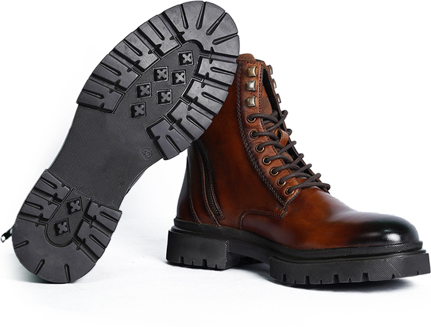 Image of GUYSKALER Miraga - Tan T.P.R Sole | Premium Leather Boots Party Wear For Men (Tan , 6)