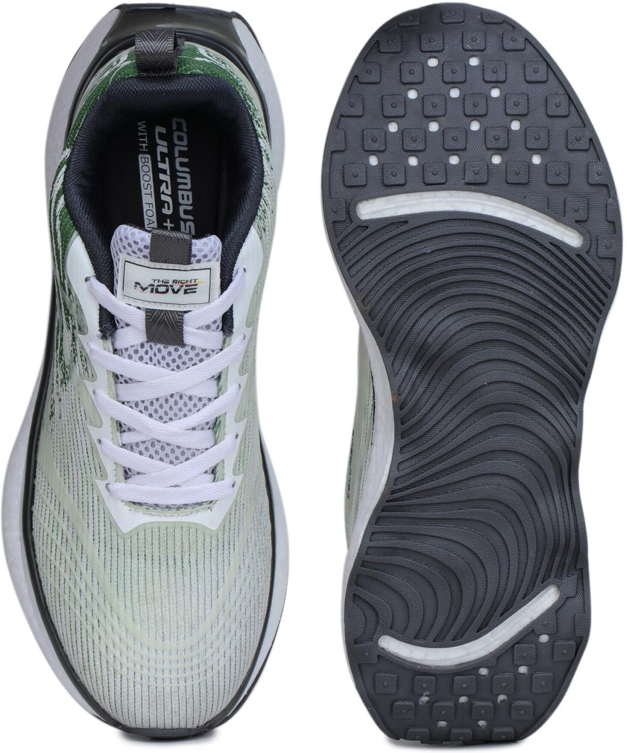 Image of COLUMBUS VIPER Running Shoes For Men (White, Green , 6)