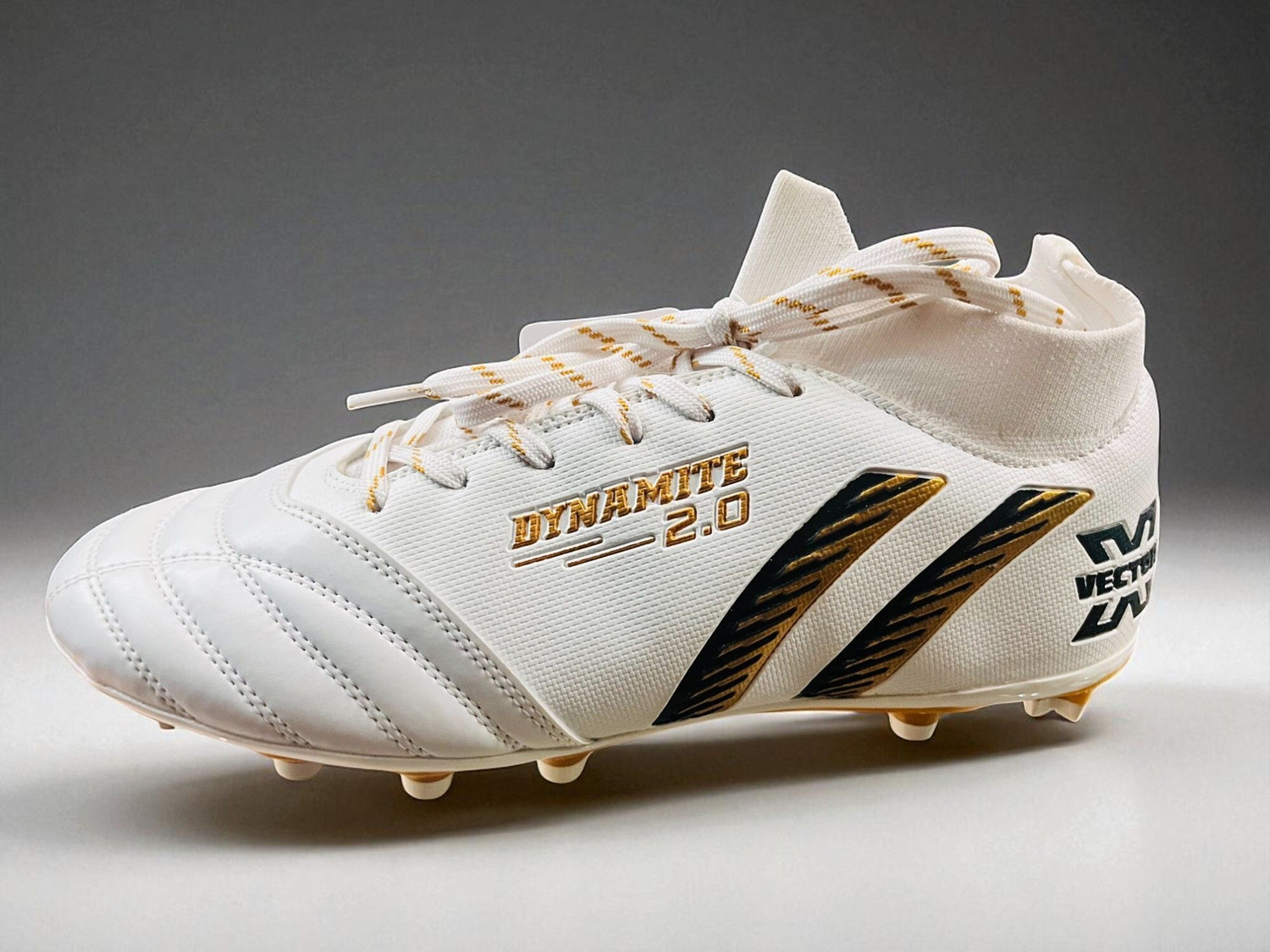 Image of VECTOR X Dynamite 2.0 Men's Football Shoes | Lightweight PVC Synthetic, Studded Outsole Football Shoes For Men (White , 4)