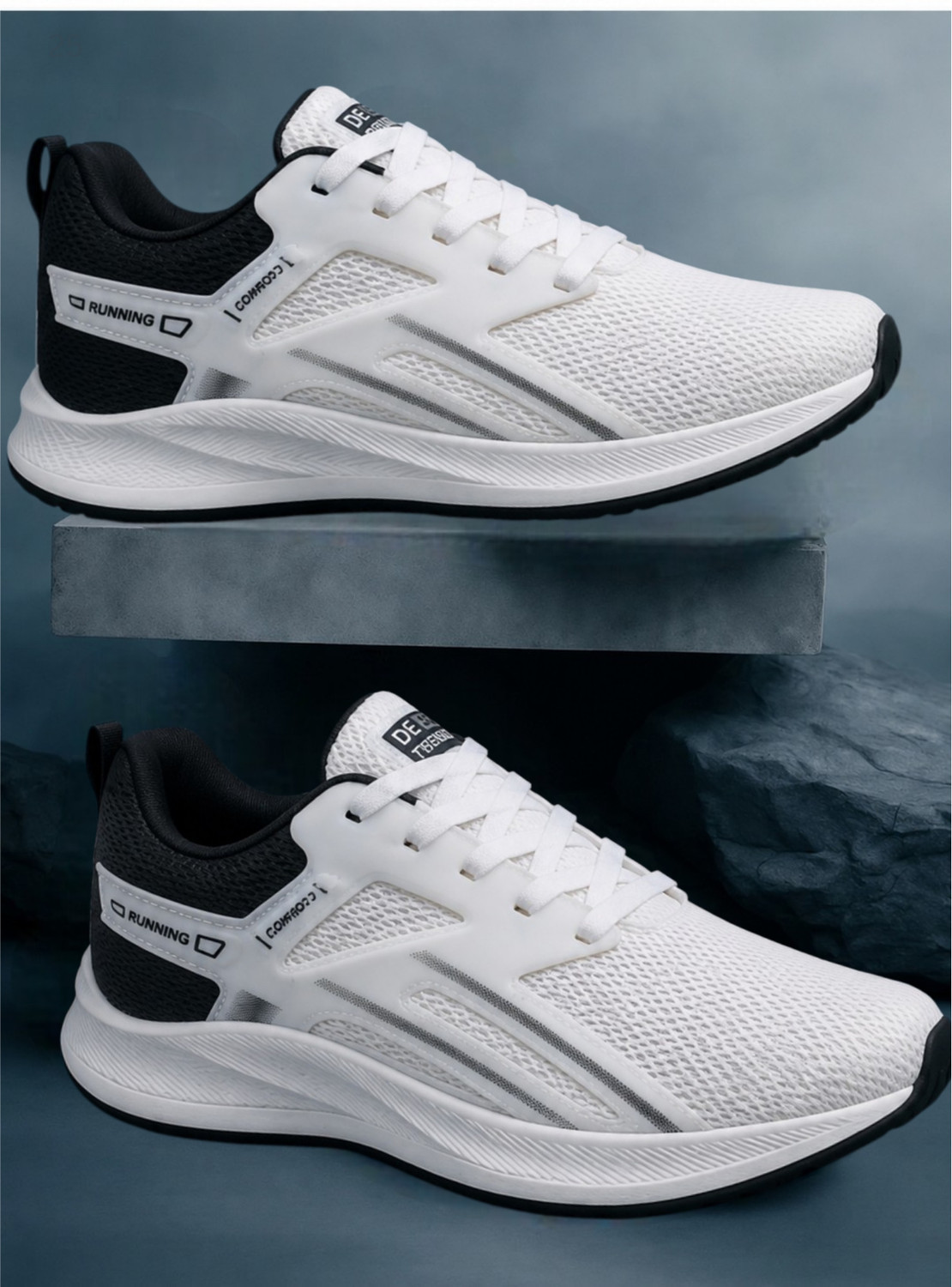 Image of STAED Men's Lightweight Running Shoes Breathable Mesh Lace-Up Sneakers EVA Sole Outdoors For Men (Black , 7)