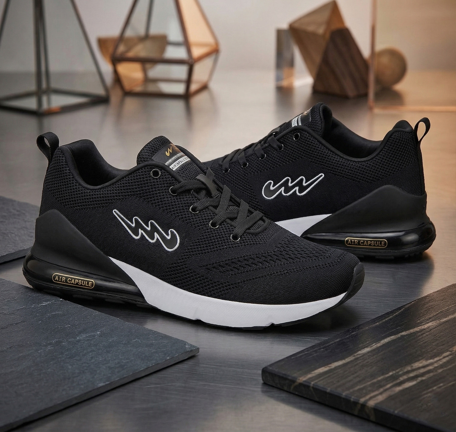 Image of Hsquare Running Shoes For Men (Black , 8)