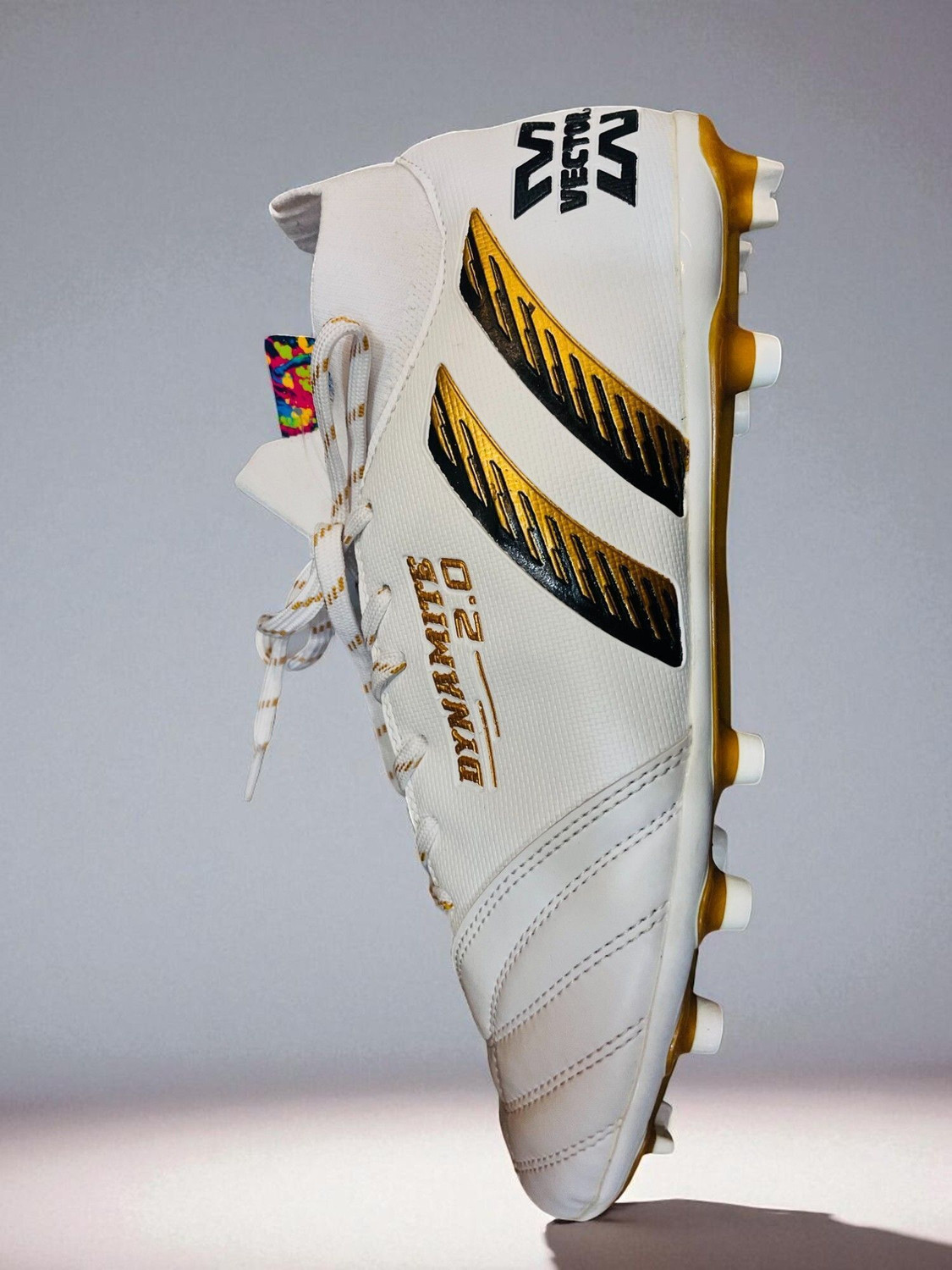 Image of VECTOR X Dynamite 2.0 Men's Football Shoes | Lightweight PVC Synthetic, Studded Outsole Football Shoes For Men (White , 4)