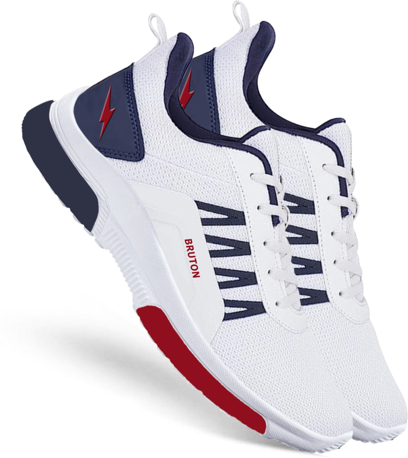 Image of BRUTON Running Shoes | Lightweight Breathable Mesh Sports Shoes | Comfortable Running Shoes For Men (White , 10)