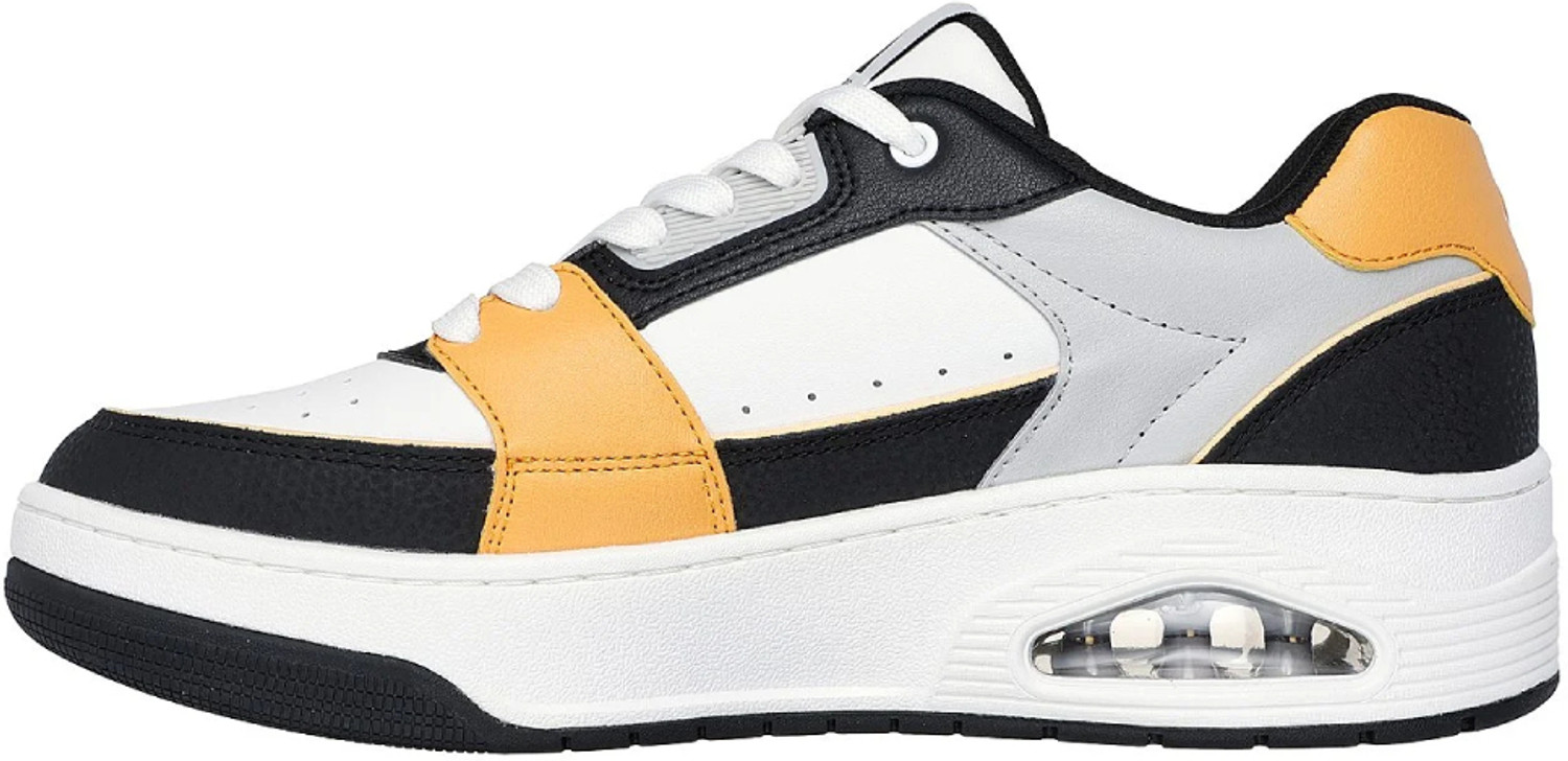 Image of Skechers Uno Court-Low-Post Sneakers For Men (White, Black , 8)