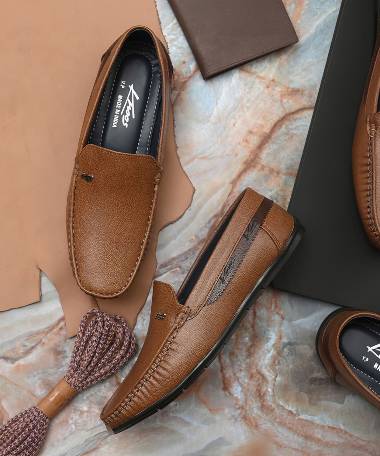Tan Synthetic Leather Men's Loafer – Casual Slip‑On – ₹448